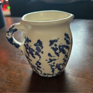 Blue and White Spongeware Ceramic Creamer